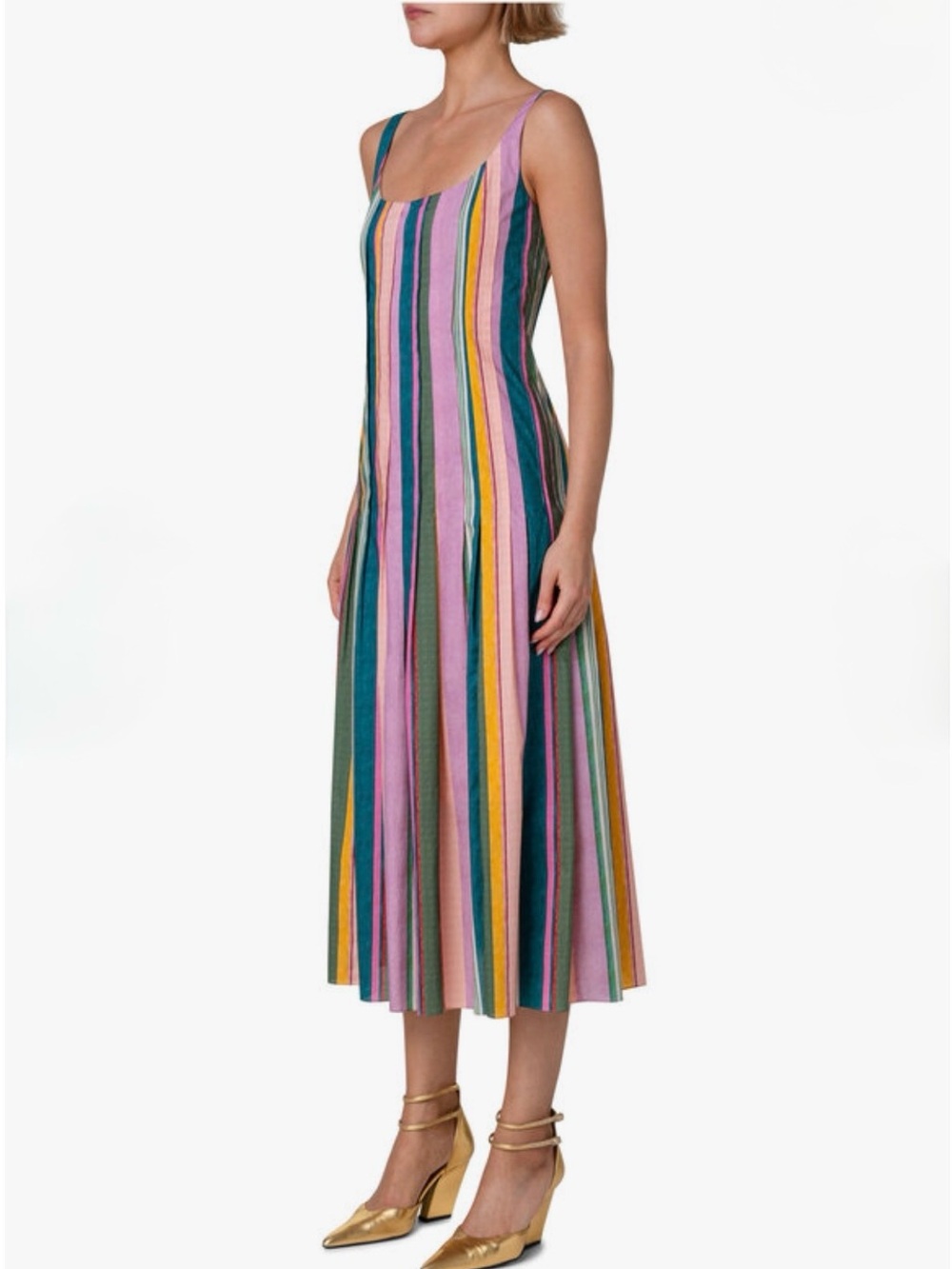 Akris Punto Mauve Deck Chair Stripe Cotton Midi Dress Multicolor Size US 12 - Picture 11 of 16
